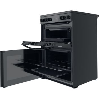 Indesit Double Cooker ID67V9KMB/UK Black A Perspective open