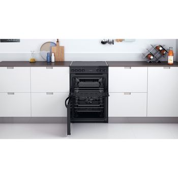Indesit Double Cooker ID67V9KMB/UK Black A Lifestyle frontal open