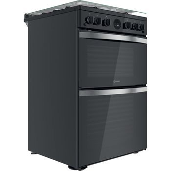 Indesit Double Cooker ID67G0MCB/UK Black A+ Perspective