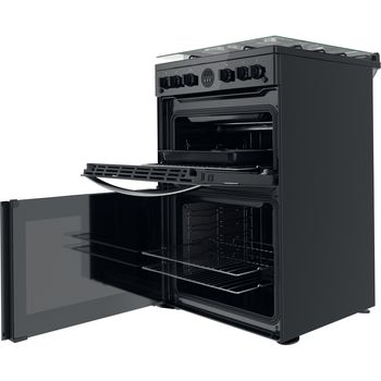 Indesit Double Cooker ID67G0MCB/UK Black A+ Perspective open