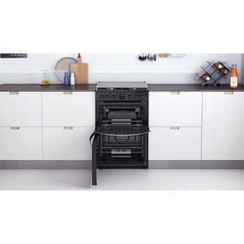 Indesit Double Cooker ID67G0MCB/UK Black A+ Lifestyle frontal open