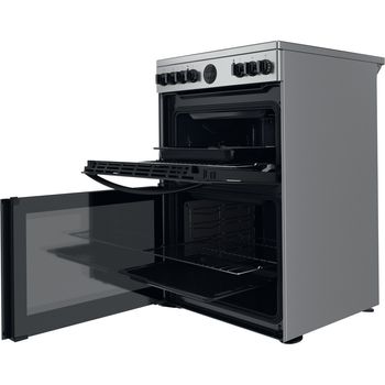 Indesit Double Cooker ID67V9HCX/UK Inox A Perspective open