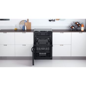 Indesit Double Cooker ID67G0MMB/UK Black A+ Lifestyle frontal open