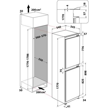 Indesit-Fridge-Freezer-Built-in-E-IB-15050-A1-D.UK-1-White-2-doors-Technical-drawing