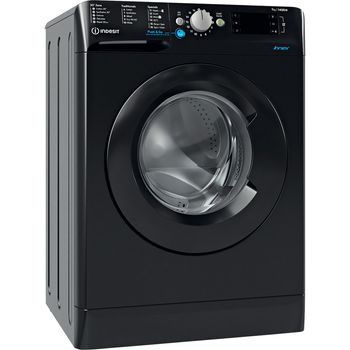 Indesit Washing machine Freestanding BWE 71452 K UK N Black Front loader E Perspective