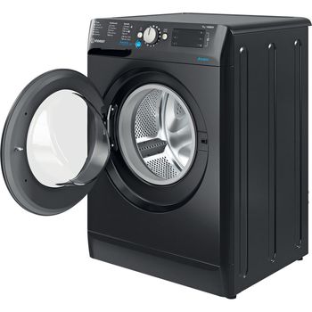Indesit Washing machine Freestanding BWE 71452 K UK N Black Front loader E Perspective open