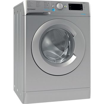 Indesit Washing machine Freestanding BWE 71452 S UK N Silver Front loader E Perspective