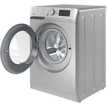 Indesit Washing machine Freestanding BWE 71452 S UK N Silver Front loader E Perspective open