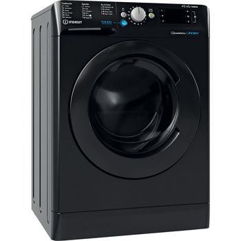 Indesit-Washer-dryer-Freestanding-BDE-861483X-K-UK-N-Black-Front-loader-Perspective