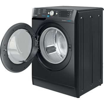 Indesit Washer dryer Freestanding BDE 861483X K UK N Black Front loader Perspective open