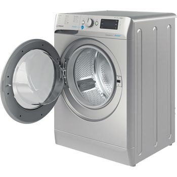 Indesit Washer dryer Freestanding BDE 861483X S UK N Silver Front loader Perspective open