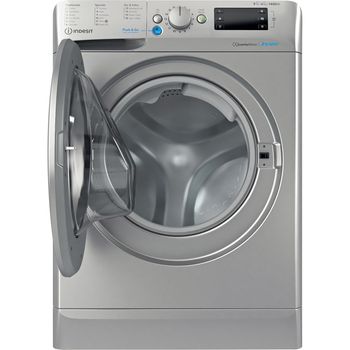 Indesit Washer dryer Freestanding BDE 861483X S UK N Silver Front loader Frontal open