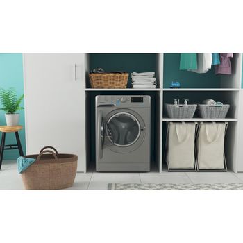 Indesit-Washer-dryer-Freestanding-BDE-861483X-S-UK-N-Silver-Front-loader-Lifestyle-frontal-open