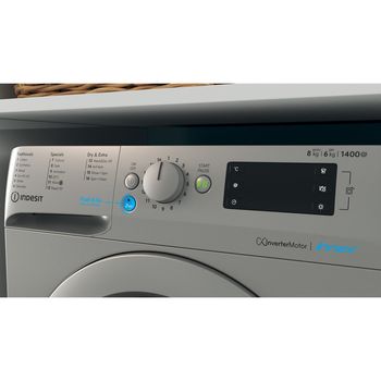 Indesit Washer dryer Freestanding BDE 861483X S UK N Silver Front loader Lifestyle control panel
