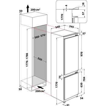 Indesit-Fridge-Freezer-Built-in-IB-7030-A1-D.UK-1-White-2-doors-Technical-drawing