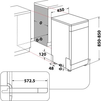 Indesit Dishwasher Freestanding DSFO 3T224 Z UK N Freestanding E Technical drawing