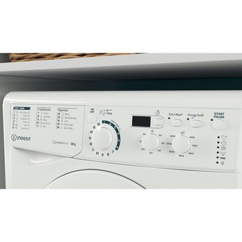 Indesit Washing machine Freestanding EWD 81483 W UK N White Front loader D Lifestyle control panel