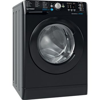 Indesit Washing machine Freestanding BWA 81683X K UK N Black Front loader D Perspective