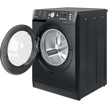 Indesit Washing machine Freestanding BWA 81683X K UK N Black Front loader D Perspective open