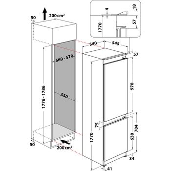 Integrated fridge shop freezer height