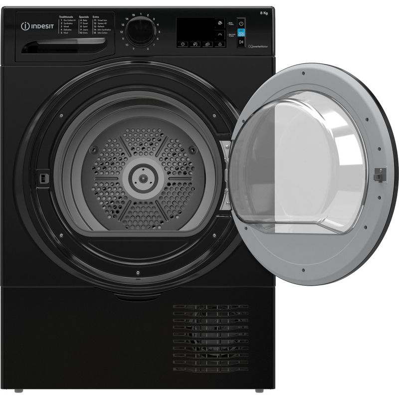 Indesit-Dryer-I3-D81B-UK-Black-Frontal-open