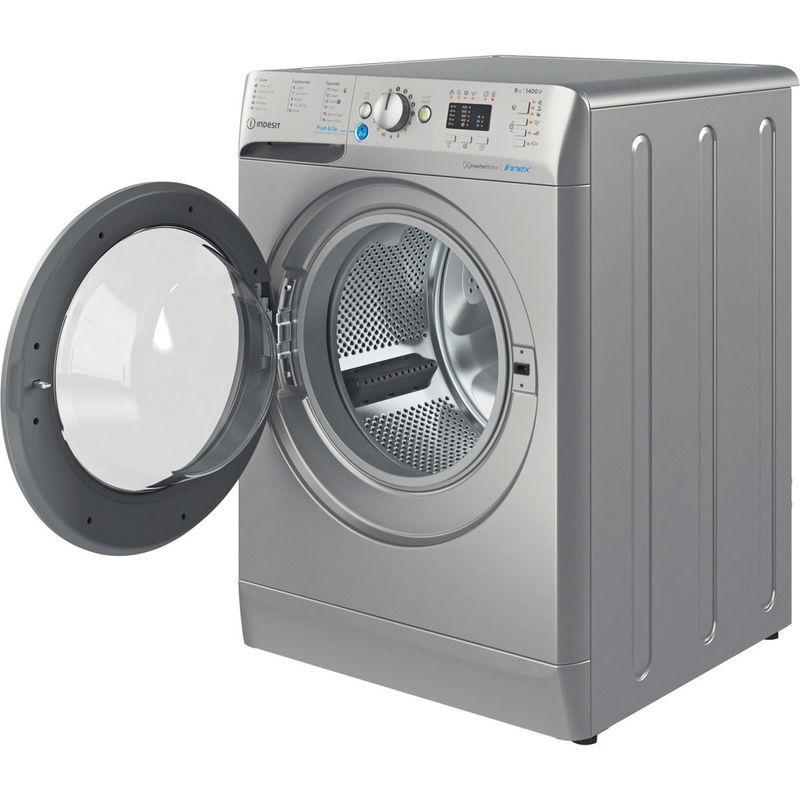 Indesit-Washing-machine-Free-standing-BWA-81485X-S-UK-N-Silver-Front-loader-B-Perspective-open