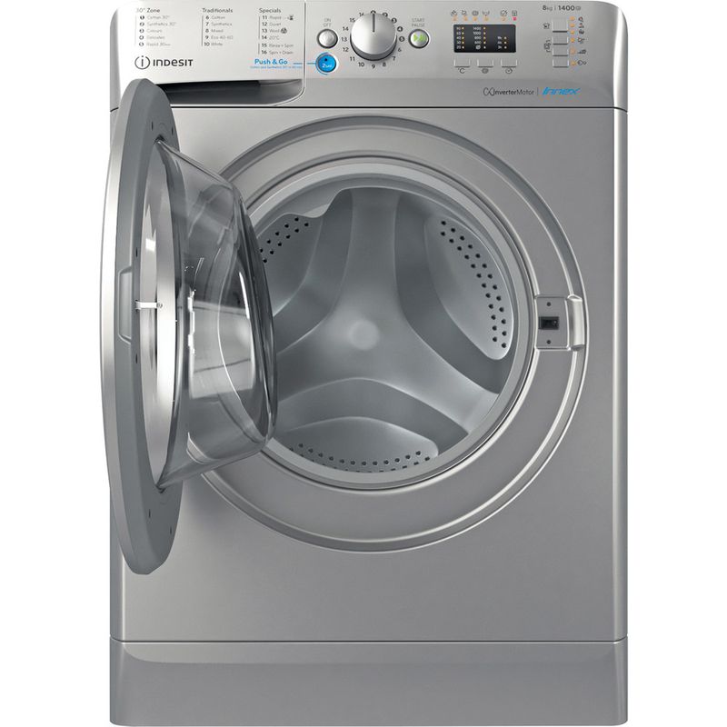 Indesit-Washing-machine-Free-standing-BWA-81485X-S-UK-N-Silver-Front-loader-B-Frontal-open