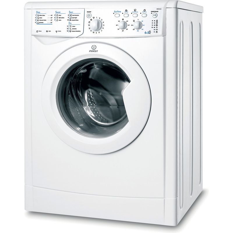 Indesit-Washer-dryer-Free-standing-IWDC-6125--UK--White-Front-loader-Perspective