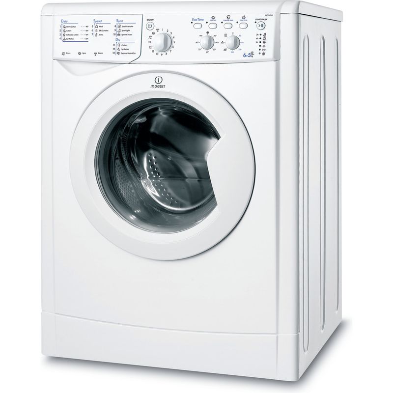 Indesit-Washer-dryer-Free-standing-IWDC-6143--UK--White-Front-loader-Perspective