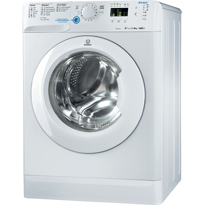 Indesit-Washing-machine-Free-standing-XWA-81482X-W-UK-White-Front-loader-A---Perspective