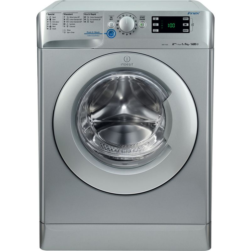Indesit-Washing-machine-Free-standing-XWE-91483X-S-UK-Silver-Front-loader-A----Frontal