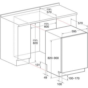 Indesit-Dishwasher-Built-in-DIF-04B1-UK-Full-integrated-A-Technical-drawing