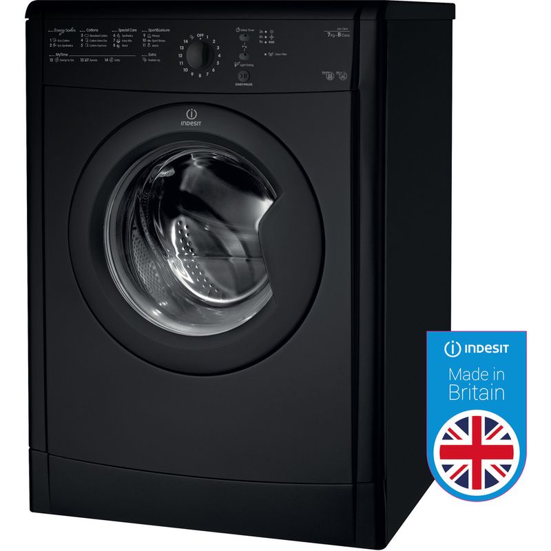 Indesit-Dryer-IDVL-75-B-R-K--UK--Black-Perspective