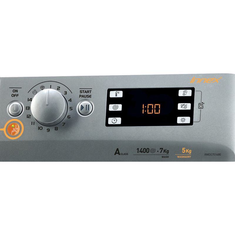 Indesit-Washer-dryer-Free-standing-XWDE-751480X-S-UK-Silver-Front-loader-Control-panel