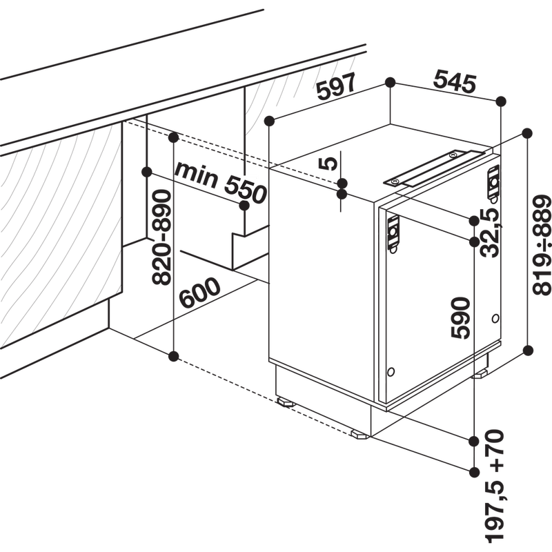 Indesit-Freezer-Built-in-IZ-A1.UK-Steel-Technical-drawing