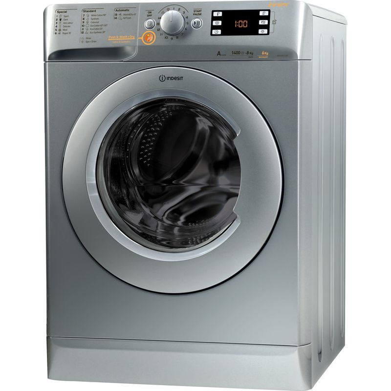 Indesit-Washer-dryer-Free-standing-XWDE-861480X-S-UK-Silver-Front-loader-Perspective
