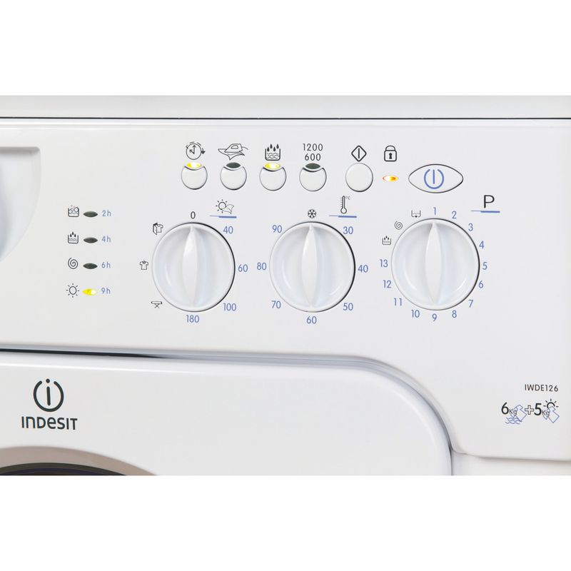 Indesit-Washer-dryer-Built-in-IWDE-126--UK--White-Front-loader-Control-panel