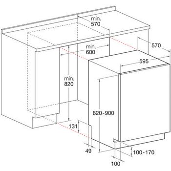 Indesit-Dishwasher-Built-in-DIF-16B1-UK-Full-integrated-A-Technical-drawing