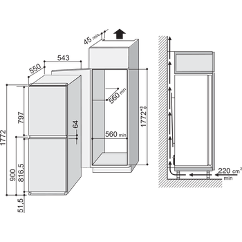 Indesit-Fridge-Freezer-Built-in-IN-C-325-FF-White-2-doors-Technical-drawing