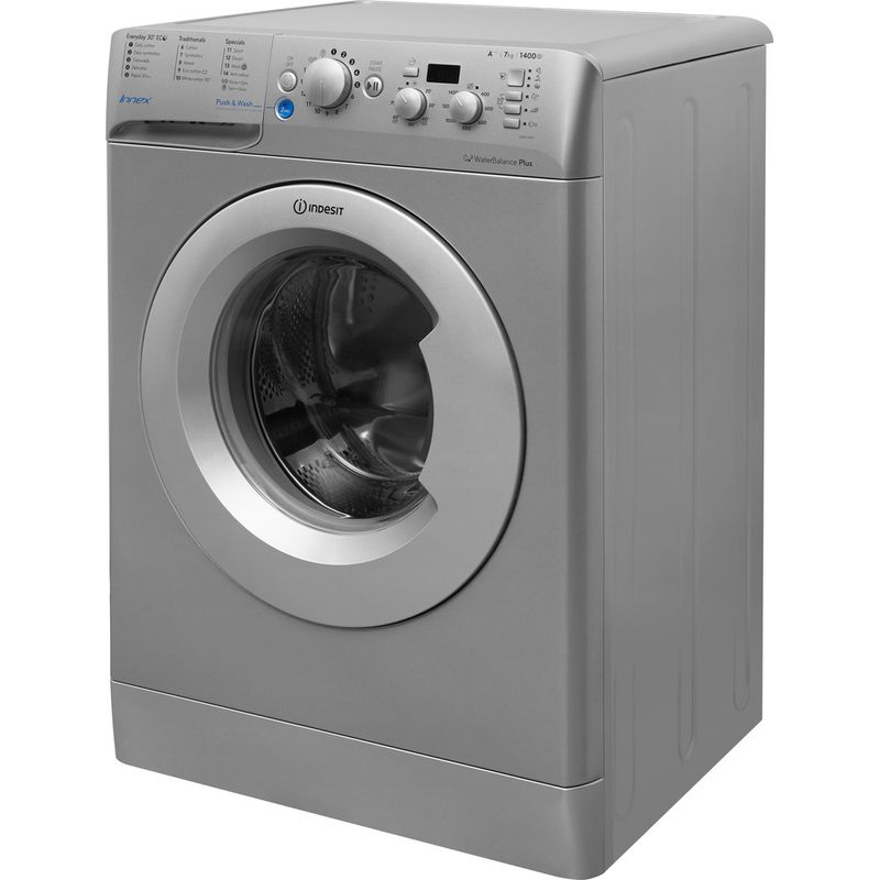 Indesit-Washing-machine-Free-standing-BWD-71453-S-UK-Silver-Front-loader-A----Perspective