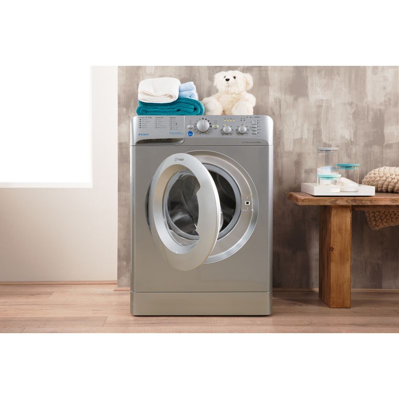Indesit-Washing-machine-Free-standing-BWC-61452-S-UK-Silver-Front-loader-A---Lifestyle-frontal-open