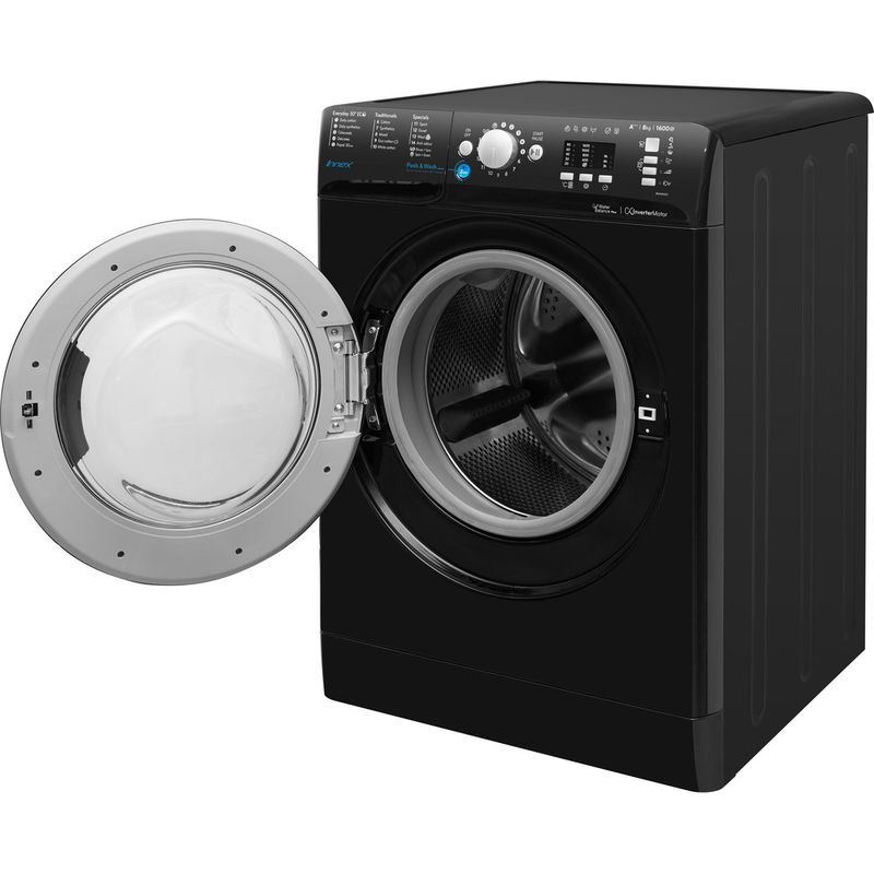 Indesit-Washing-machine-Free-standing-BWA-81683X-K-UK-Black-Front-loader-A----Perspective-open