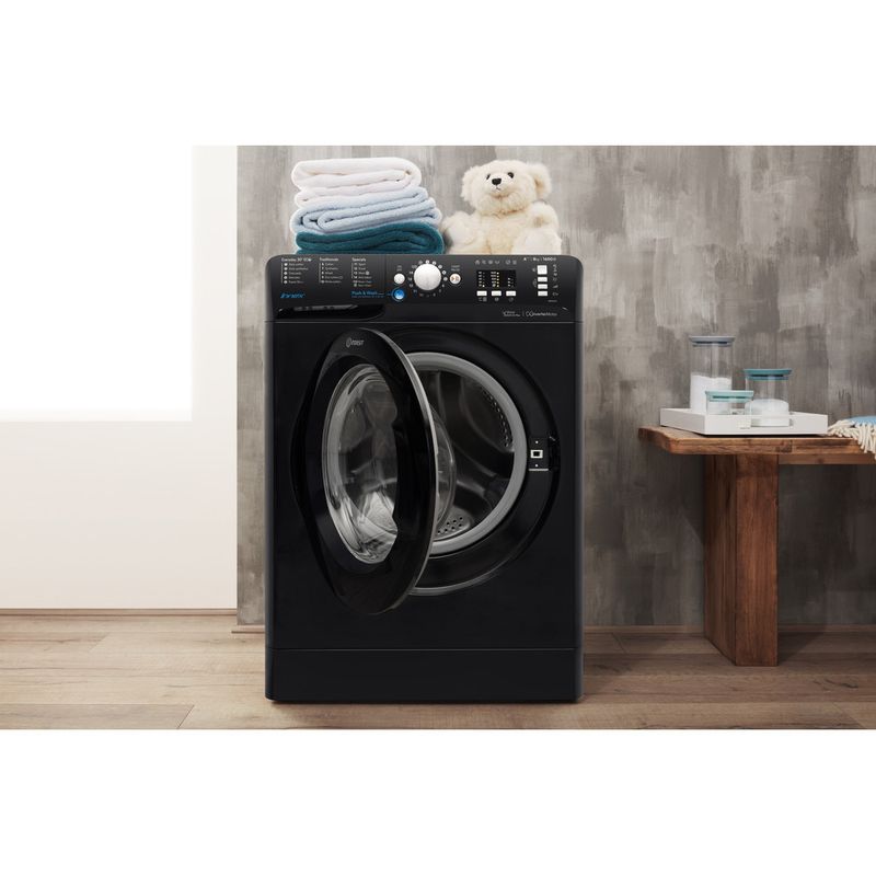 Indesit-Washing-machine-Free-standing-BWA-81683X-K-UK-Black-Front-loader-A----Lifestyle-frontal-open