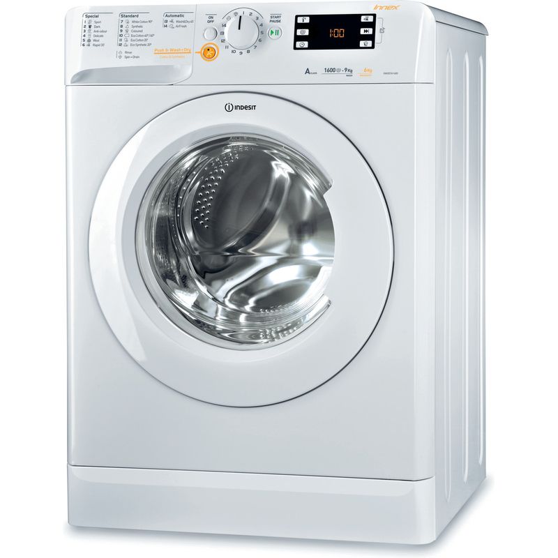Indesit-Washer-dryer-Free-standing-XWDE-961680X-W-UK-White-Front-loader-Perspective