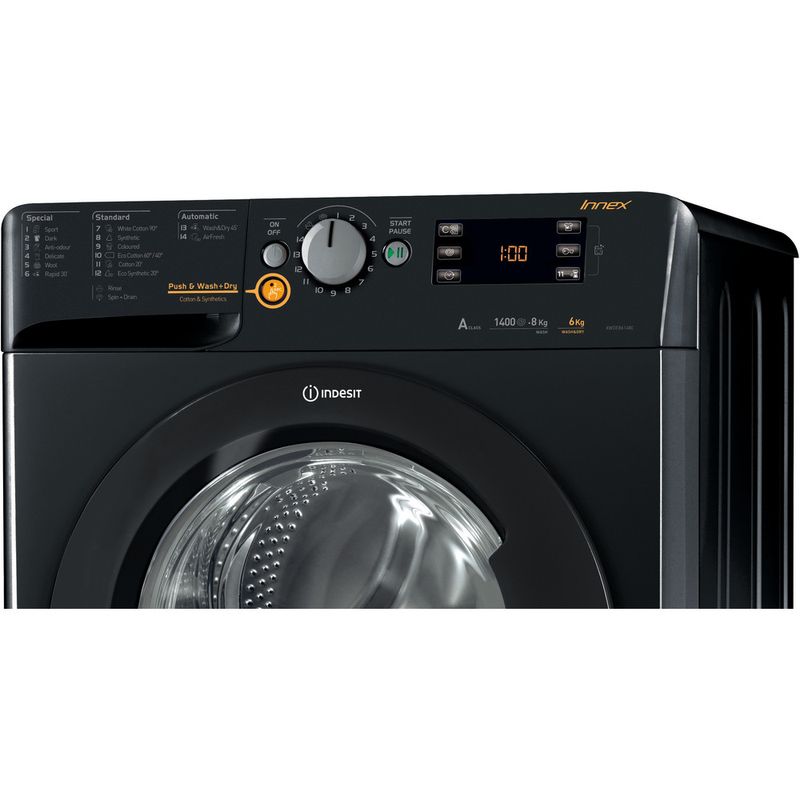 Indesit-Washer-dryer-Free-standing-XWDE-861480X-K-UK-Black-Front-loader-Control-panel
