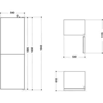 Indesit-Fridge-Freezer-Free-standing-IBNF-55181-W-UK-White-2-doors-Technical-drawing