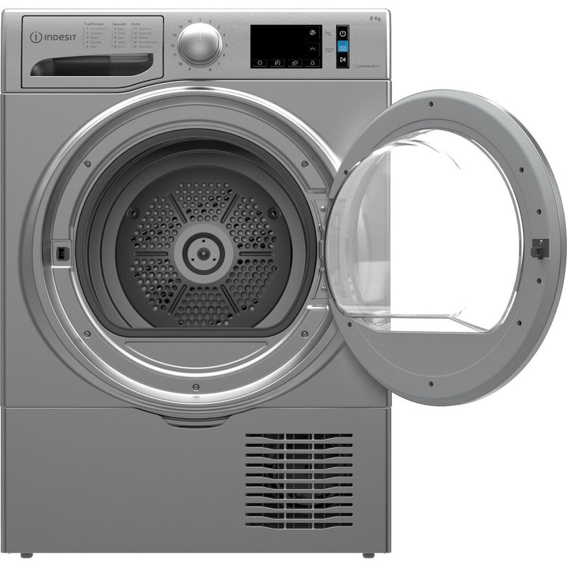 Indesit-Dryer-I3-D81S-UK-Silver-Frontal-open