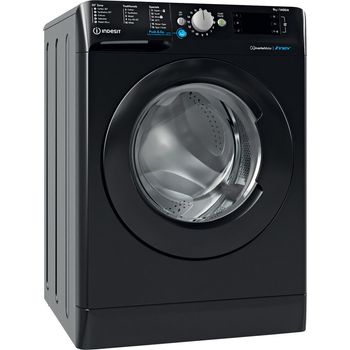 Indesit Washing machine Freestanding BWE 91484X K UK N Black Front loader C Perspective