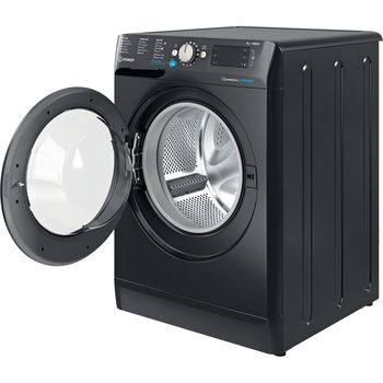 Indesit Washing machine Freestanding BWE 91484X K UK N Black Front loader C Perspective open