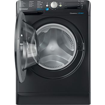 Indesit Washing machine Freestanding BWE 91484X K UK N Black Front loader C Frontal open